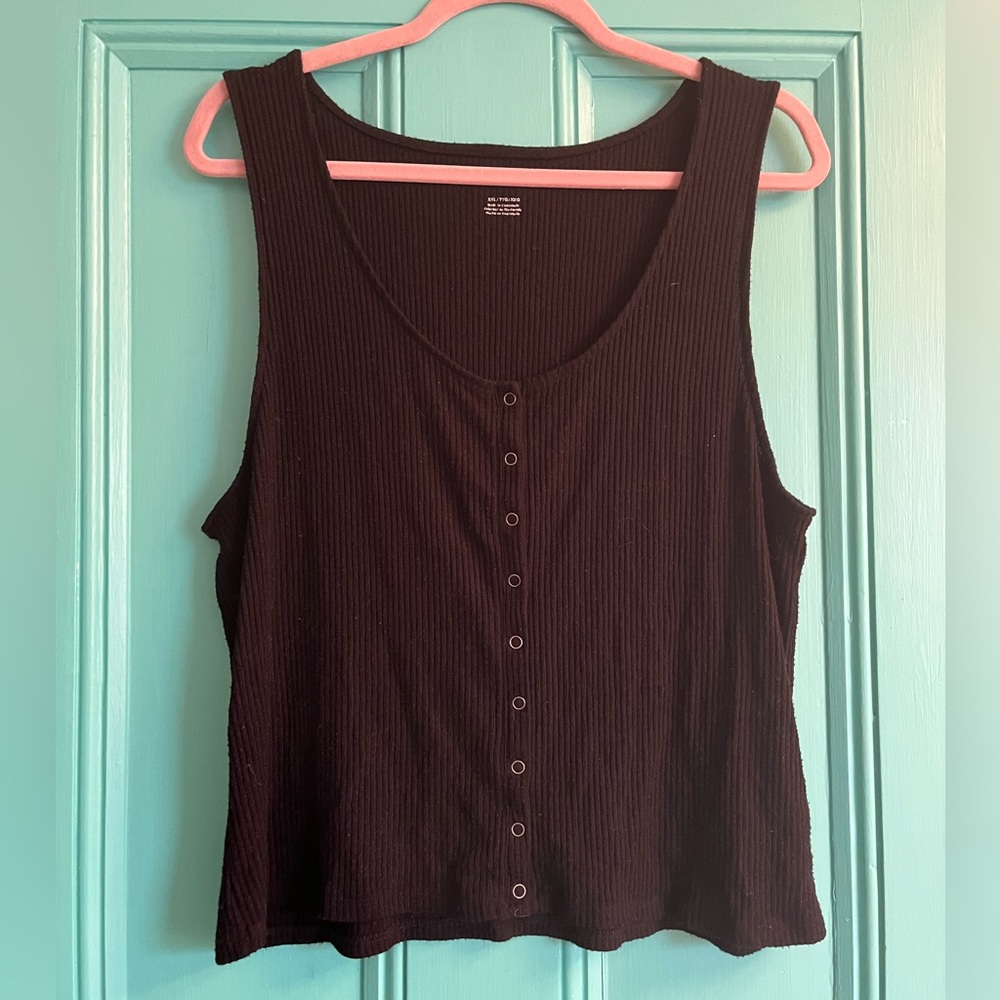black button down tank top
